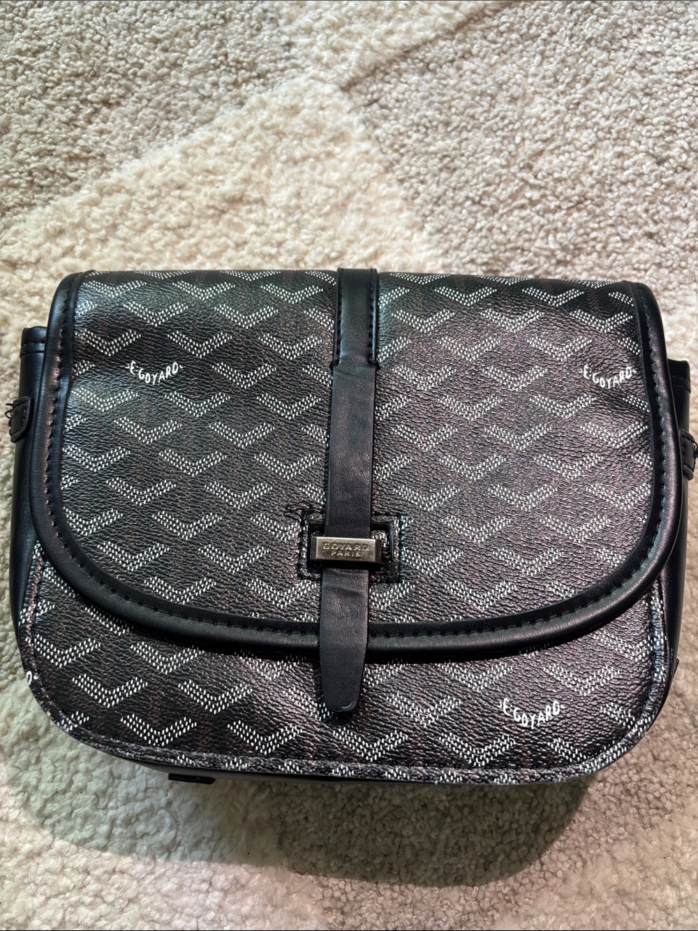 Goyard Black Chevron Flap Bag